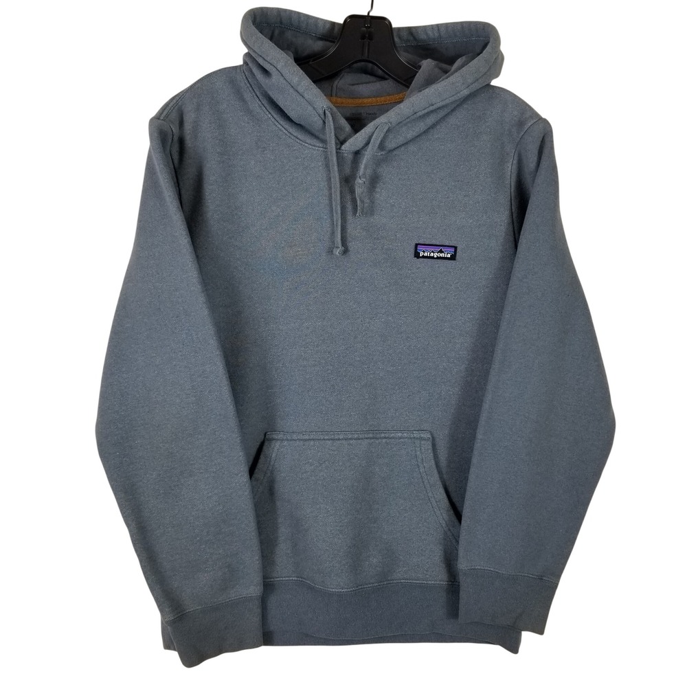 Patagonia Men P-6 Label Uprisal Hoody Blue Gray Recycled Fleece Sweatshirt Small